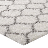 Modway Furniture Solvea Moroccan Trellis 8x10 Shag Area Rug 0423 Ivory and Gray R-1143C-810