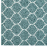 Solvea Moroccan Trellis 5x8 Shag Area Rug Aqua Blue and Ivory R-1143E-58