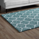 Solvea Moroccan Trellis 5x8 Shag Area Rug Aqua Blue and Ivory R-1143E-58