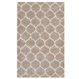 Solvea Moroccan Trellis 5x8 Shag Area Rug Beige and Ivory R-1143F-58