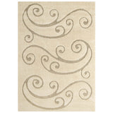 Jubilant Sprout Scrolling Vine 5x8 Shag Area Rug Creame and Beige R-1148A-58