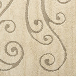 Jubilant Sprout Scrolling Vine 5x8 Shag Area Rug Creame and Beige R-1148A-58