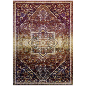 Success Kaede Transitional Distressed Vintage Floral Persian Medallion 5x8 Area Rug Multicolored R-1157A-58