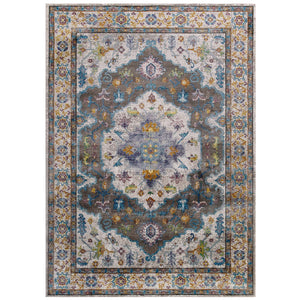 Success Anisah Distressed Floral Persian Medallion 4x6 Area Rug Gray, Ivory, Yellow, Orange R-1163A-46