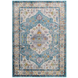 Success Anisah Distressed Floral Persian Medallion 4x6 Area Rug Light Blue, Ivory, Yellow, Orange R-1163B-46