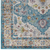 Success Anisah Distressed Floral Persian Medallion 4x6 Area Rug Light Blue, Ivory, Yellow, Orange R-1163B-46