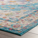 Success Anisah Distressed Floral Persian Medallion 4x6 Area Rug Light Blue, Ivory, Yellow, Orange R-1163B-46