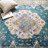 Success Anisah Distressed Floral Persian Medallion 4x6 Area Rug Light Blue, Ivory, Yellow, Orange R-1163B-46