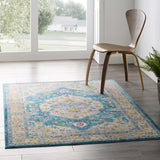 Success Anisah Distressed Floral Persian Medallion 4x6 Area Rug Blue, Ivory, Yellow, Orange R-1163C-46