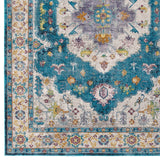 Success Anisah Distressed Floral Persian Medallion 5x8 Area Rug Blue, Ivory, Yellow, Orange R-1163C-58