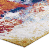Entourage Adeline Contemporary Modern Abstract 5x8 Area Rug Red, Orange, Yellow, Blue, Ivory R-1167A-58