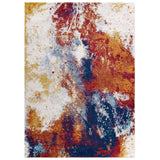 Entourage Adeline Contemporary Modern Abstract 8x10 Area Rug Red, Orange, Yellow, Blue, Ivory R-1167A-810