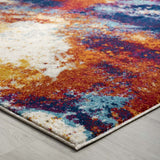 Entourage Adeline Contemporary Modern Abstract 8x10 Area Rug Red, Orange, Yellow, Blue, Ivory R-1167A-810