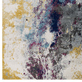 Entourage Adeline Contemporary Modern Abstract 5x8 Area Rug Blue, Gray, Yellow, Ivory, Pink R-1167B-58