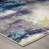 Entourage Adeline Contemporary Modern Abstract 5x8 Area Rug Blue, Gray, Yellow, Ivory, Pink R-1167B-58