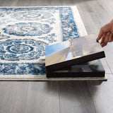 Entourage Odile Distressed Floral Moroccan Trellis 5x8 Area Rug Ivory and Blue R-1168C-58