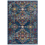 Entourage Khalida Distressed Vintage Floral Lattice 5x8 Area Rug Blue, Orange, Yellow, Red R-1169B-58