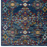 Entourage Khalida Distressed Vintage Floral Lattice 5x8 Area Rug Blue, Orange, Yellow, Red R-1169B-58