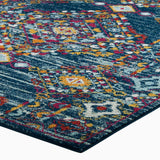 Entourage Khalida Distressed Vintage Floral Lattice 5x8 Area Rug Blue, Orange, Yellow, Red R-1169B-58