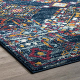 Entourage Khalida Distressed Vintage Floral Lattice 5x8 Area Rug Blue, Orange, Yellow, Red R-1169B-58