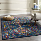 Entourage Khalida Distressed Vintage Floral Lattice 5x8 Area Rug Blue, Orange, Yellow, Red R-1169B-58