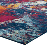 Entourage Foliage Contemporary Modern Abstract 5x8 Area Rug Blue, Orange, Yellow, Red R-1172A-58