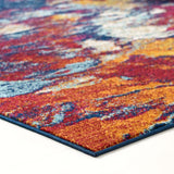 Entourage Foliage Contemporary Modern Abstract 5x8 Area Rug Blue, Orange, Yellow, Red R-1172A-58