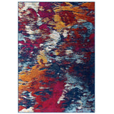 Entourage Foliage Contemporary Modern Abstract 8x10 Area Rug Blue, Orange, Yellow, Red R-1172A-810