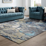 Modway Furniture Entourage Foliage Contemporary Modern Abstract 8x10 Area Rug XRXT Blue, Tan, Gray R-1172B-810