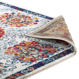 Entourage Kensie Distressed Floral Moroccan Trellis  8x10 Area Rug Ivory, Blue, Red,Orange,Yellow R-1173A-810