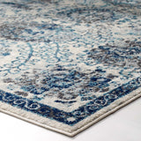 Entourage Kensie Distressed Floral Moroccan Trellis 5x8 Area Rug Ivory and Blue R-1173B-58