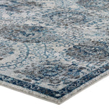 Entourage Kensie Distressed Floral Moroccan Trellis  8x10 Area Rug Ivory and Blue R-1173B-810