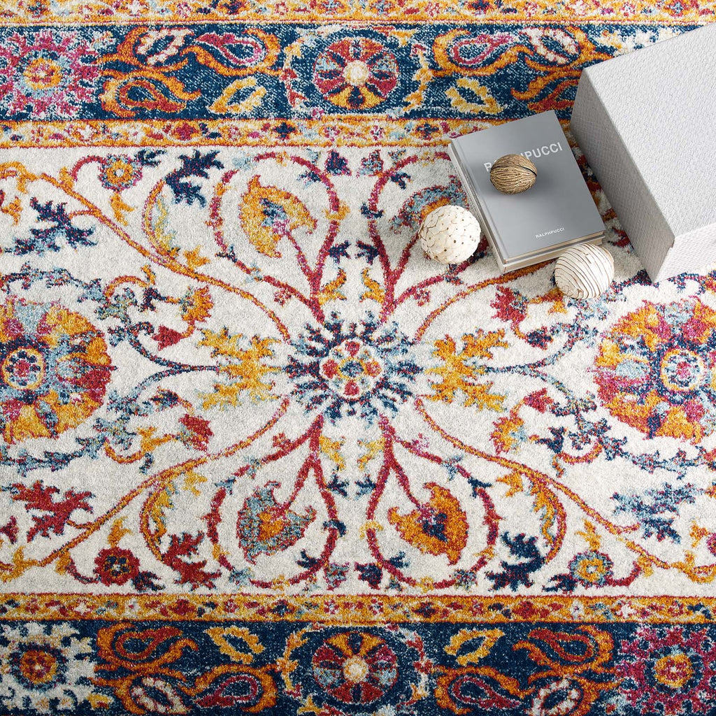 Entourage Samira Distressed Vintage Floral Persian Medallion 8x10 Area Rug Multicolored R-1174A-810