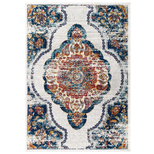 Entourage Malia Distressed Vintage Floral Persian Medallion 5x8 Area Rug Multicolored R-1175A-58