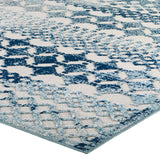 Reflect Giada Abstract Diamond Moroccan Trellis 5x8 Indoor/Outdoor Area Rug Ivory and Blue R-1178A-58
