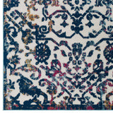 Reflect Primrose Ornate Floral Lattice 8x10 Indoor/Outdoor Area Rug Ivory,Dark Blue,Multicolored R-1179B-810