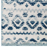 Reflect Takara Abstract Diamond Moroccan Trellis 5x8 Indoor and Outdoor Area Rug Ivory and Blue R-1180A-58