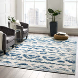 Reflect Takara Abstract Diamond Moroccan Trellis 8x10 Indoor and Outdoor Area Rug Ivory and Blue R-1180A-810