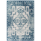 Reflect Nyssa Distressed Geometric Southwestern Aztec 5x8 Indoor/Outdoor Area Rug Ivory and Blue R-1181B-58