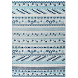 Reflect Cadhla Vintage Abstract Geometric Lattice 5x8 Indoor and Outdoor Area Rug Ivory and Blue R-1182B-58