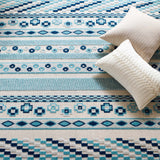Reflect Cadhla Vintage Abstract Geometric Lattice 8x10 Indoor and Outdoor Area Rug Ivory and Blue R-1182B-810