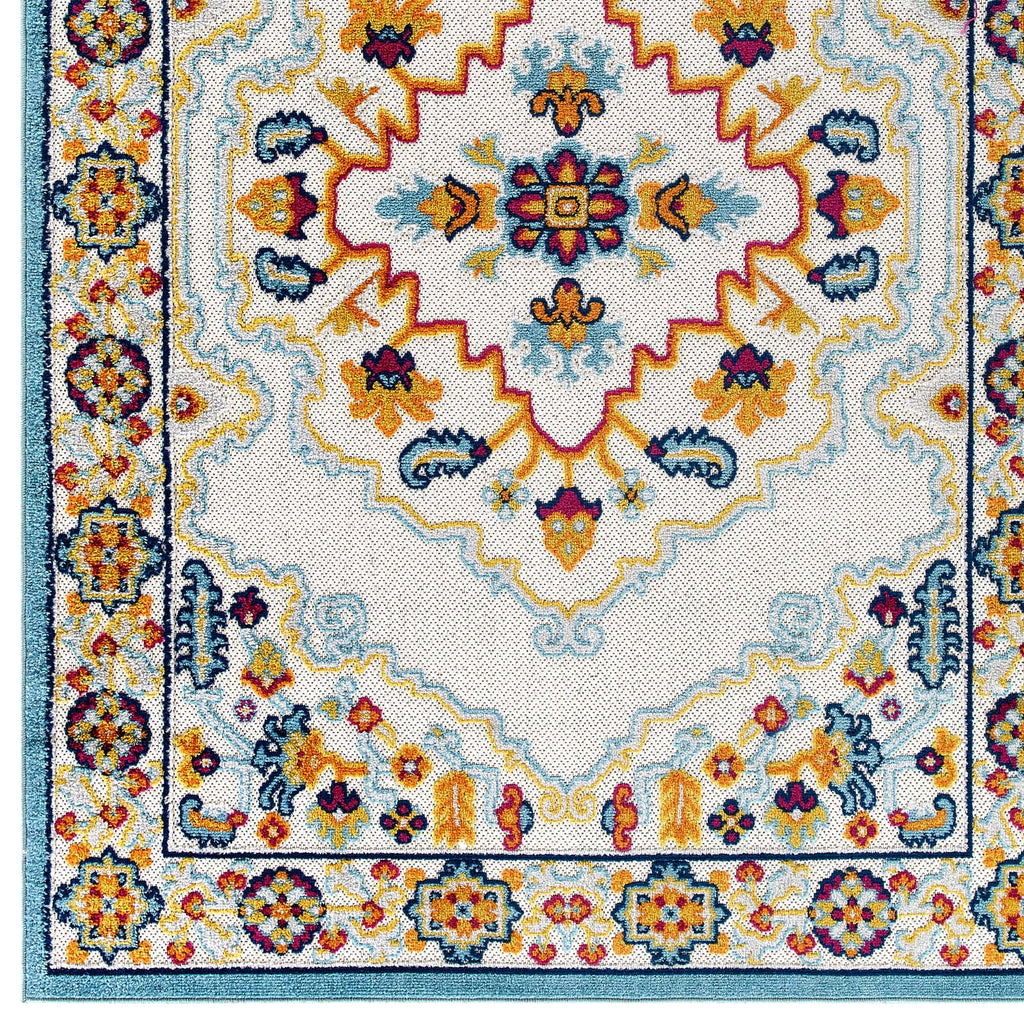 Reflect Ansel Distressed Floral Persian Medallion 5x8 Indoor and Outdoor Area Rug Multicolored R-1183A-58