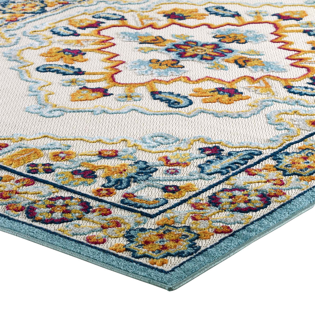 Reflect Ansel Distressed Floral Persian Medallion 8x10 Indoor and Outdoor Area Rug Multicolored R-1183A-810
