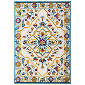 Reflect Freesia Distressed Floral Persian Medallion 5x8 Indoor and Outdoor Area Rug Multicolored R-1184A-58