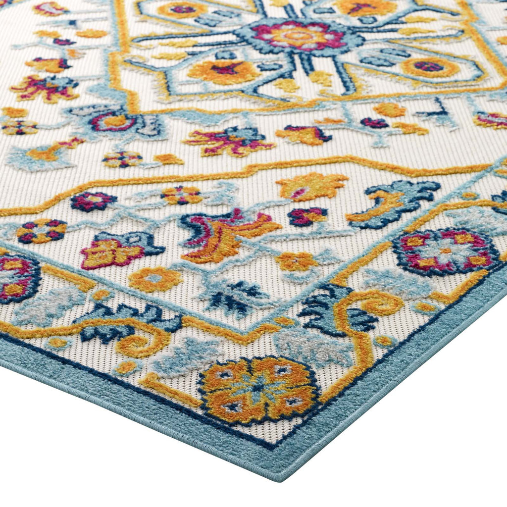Reflect Freesia Distressed Floral Persian Medallion 5x8 Indoor and Outdoor Area Rug Multicolored R-1184A-58