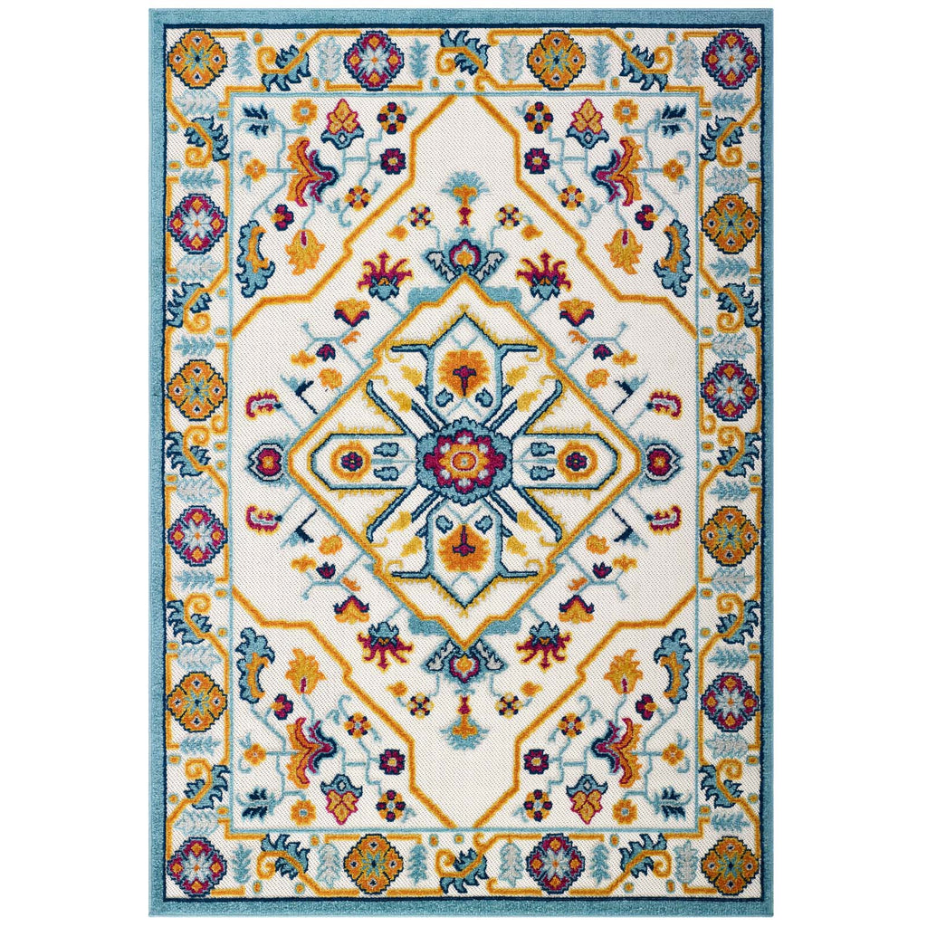 Reflect Freesia Distressed Floral Persian Medallion 8x10 Indoor and Outdoor Area Rug Multicolored R-1184A-810