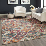 Tribute Azalea Distressed Vintage Floral Lattice 8x10 Area Rug Multicolored R-1185A-810