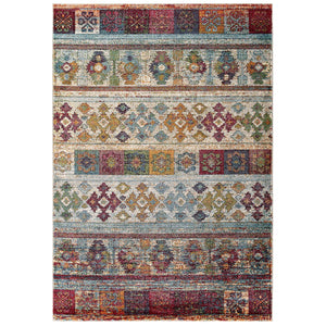 Tribute Nala Distressed Vintage Floral Lattice 5x8 Area Rug Multicolored R-1187A-58