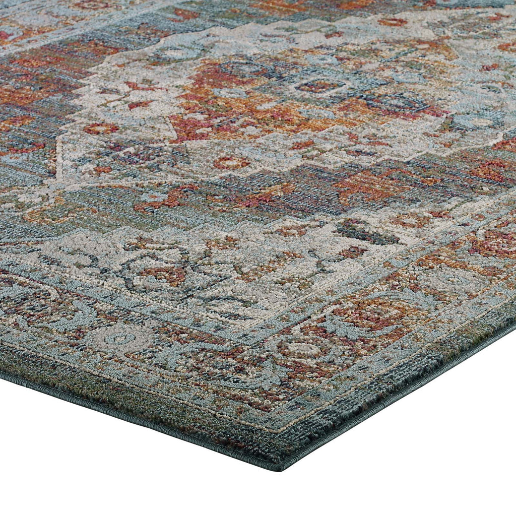 Tribute Camellia Distressed Vintage Floral Persian Medallion 5x8 Area Rug Multicolored R-1189A-58