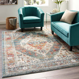 Tribute Camellia Distressed Vintage Floral Persian Medallion 5x8 Area Rug Multicolored R-1189A-58